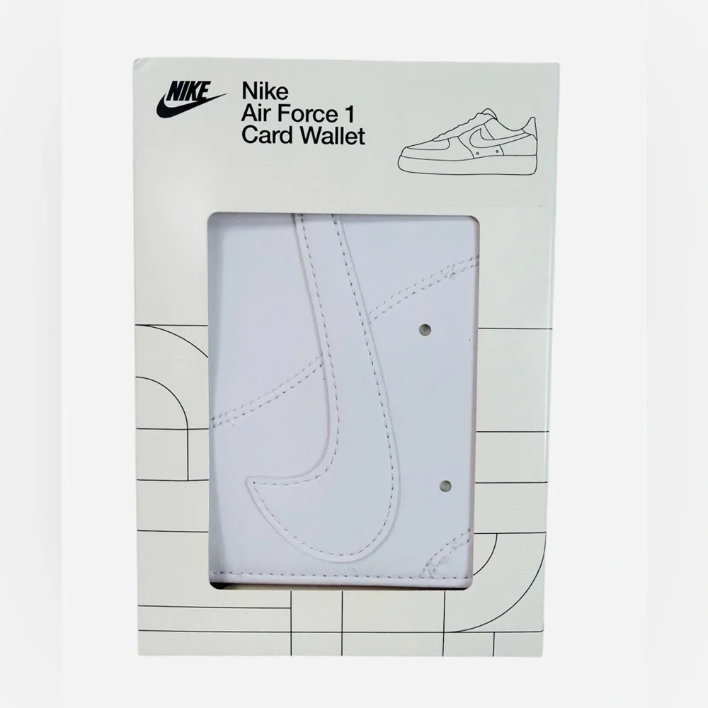 Nike Air Force 1 Unisex Slim Card Wallet White/White Leather Icon Swoosh